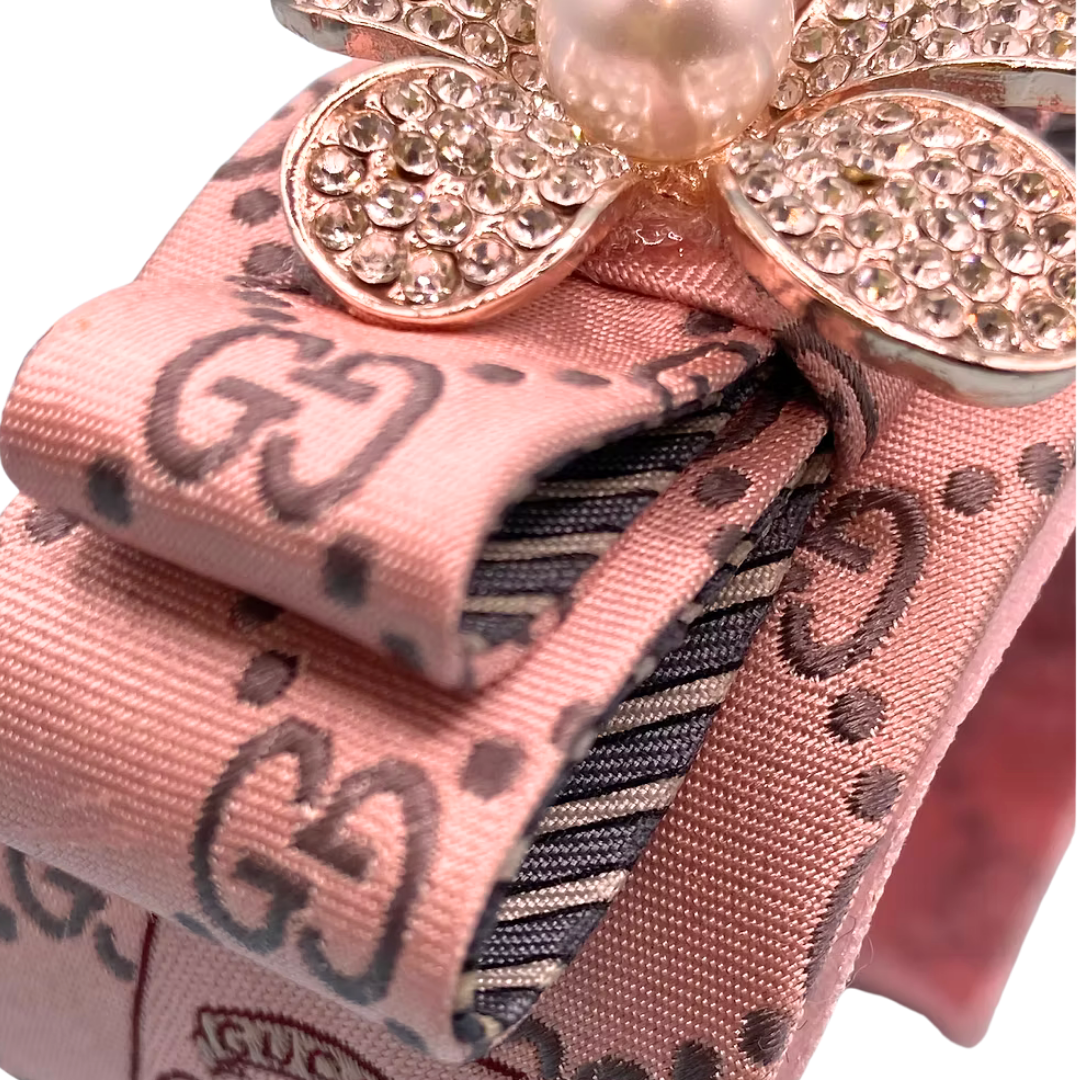 GG Vintage Silk Necktie Cuff Bracelet