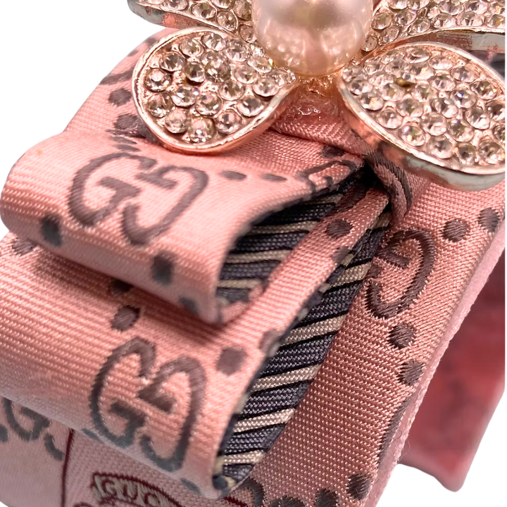 GG Vintage Silk Necktie Cuff Bracelet