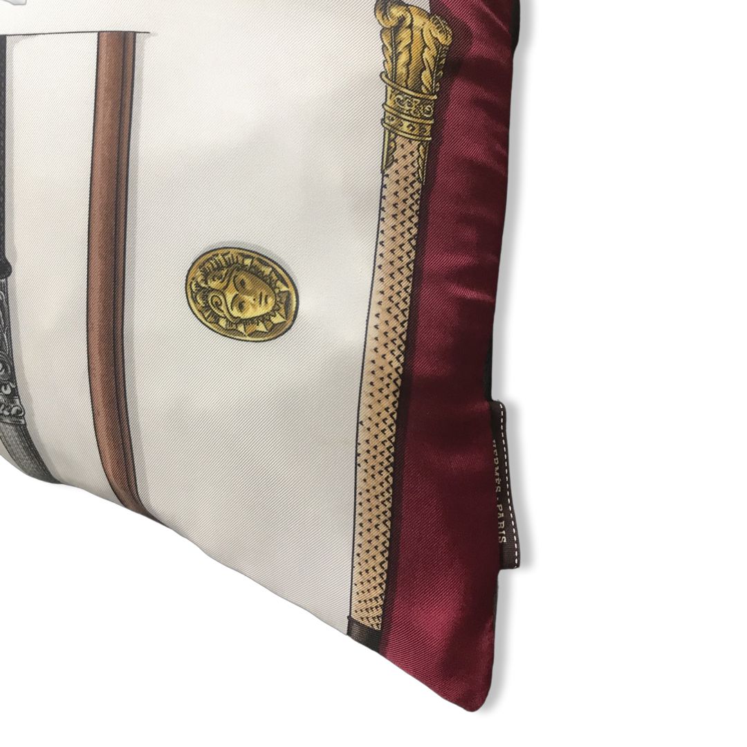 Cannes et Pommeaux Silk Scarf Lumbar Pillow 35"