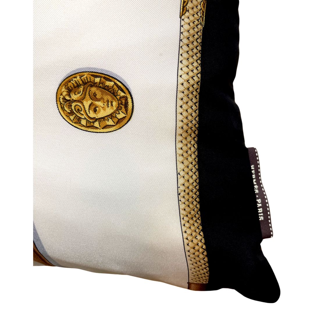 Cannes et Pommeaux Silk Scarf Lumbar Pillow 35"