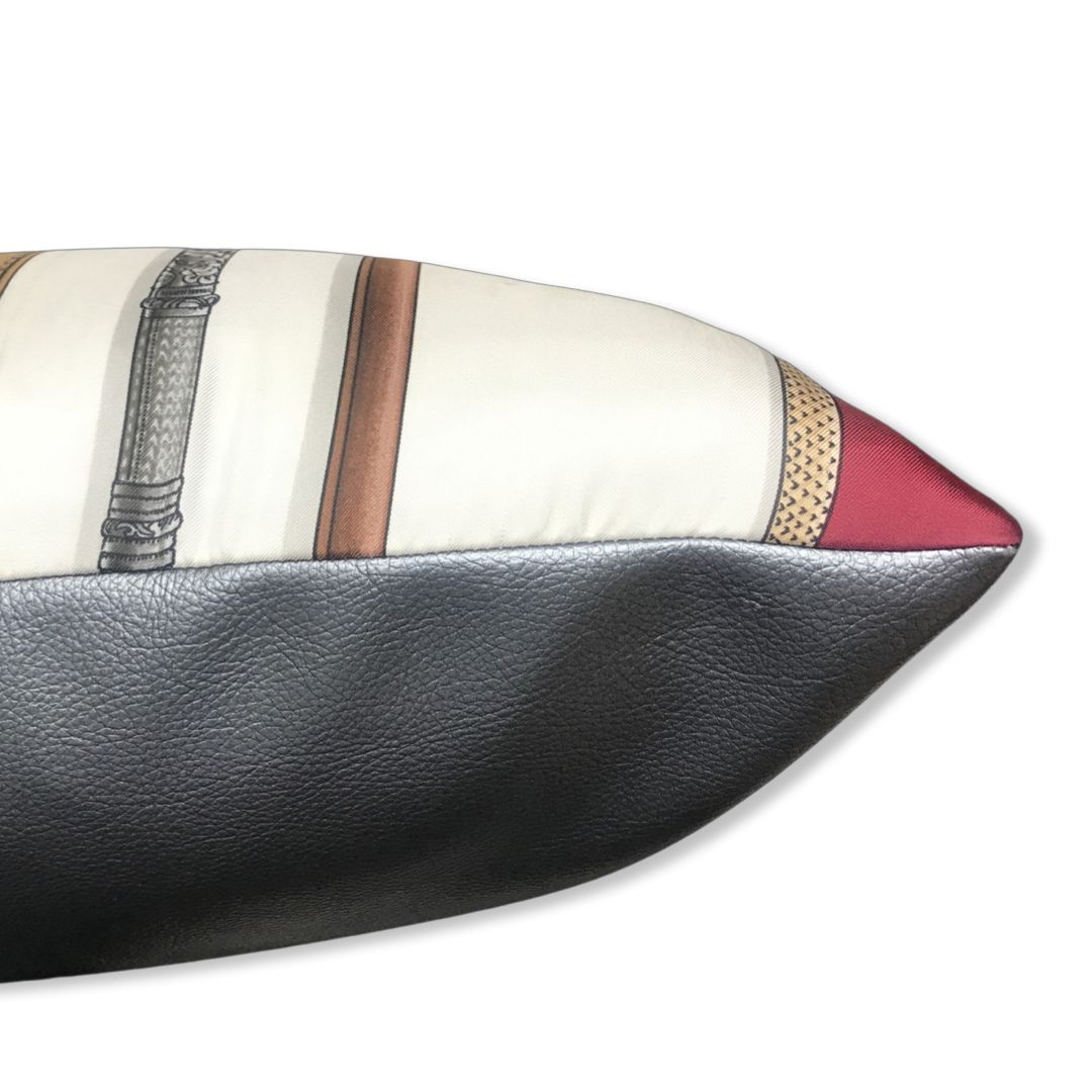 Cannes et Pommeaux Silk Scarf Lumbar Pillow 35"
