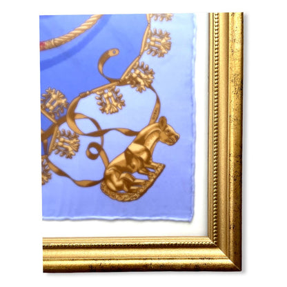Cavaliers d'Or Framed Vintage Silk Scarf 20"