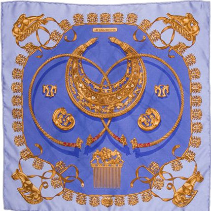 Cavaliers d'Or Framed Vintage Silk Scarf 20"