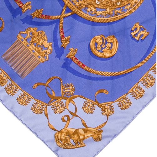 Cavaliers d'Or Framed Vintage Silk Scarf 20"