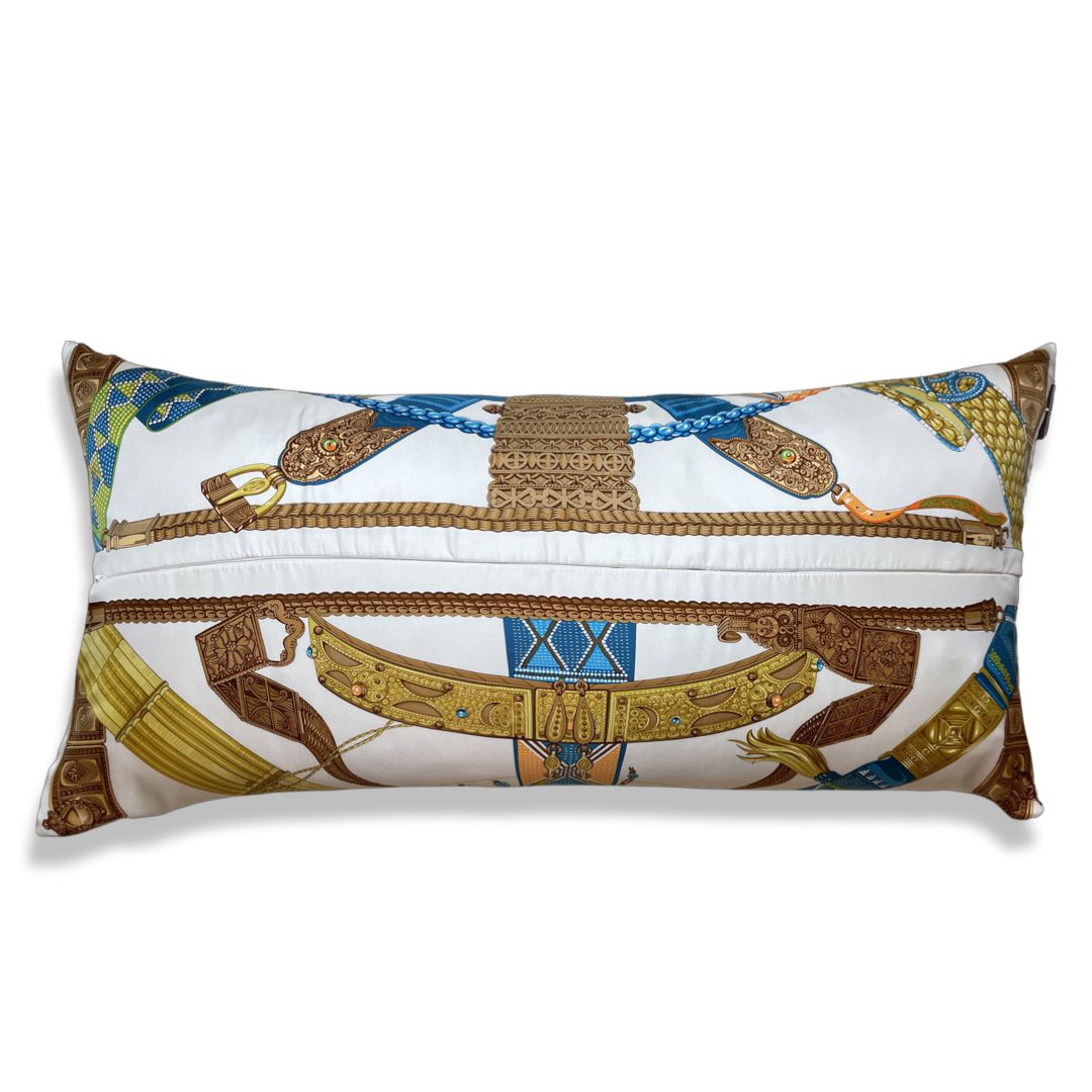 Ceintures et Liens Vintage Silk Scarf Lumbar Pillow 35"