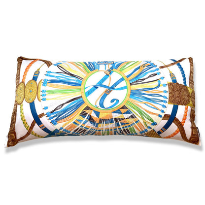 Vintage Hermes Pillow Ceintures et Liens Vintage Silk Scarf Lumbar Pillow 35" at Vintage Luxe Up