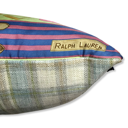 Celadon Equestrian Vintage Silk Scarf Pillow 20"