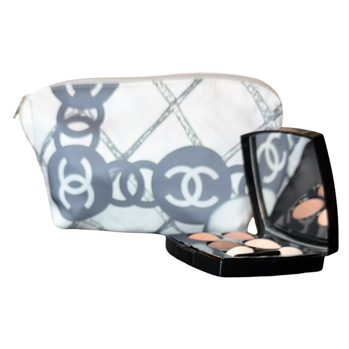 CC Camellia Gris Vintage Silk Scarf Beauty Bag