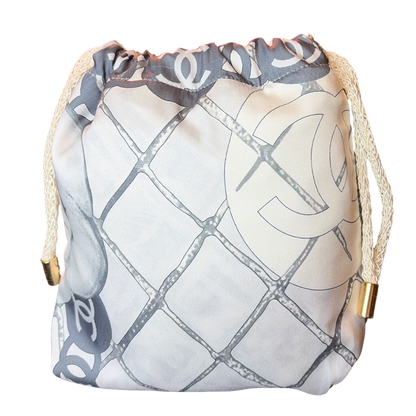 CC Camellia Gris Vintage Scarf Drawstring Crossbody Bag