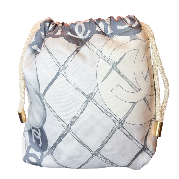 CC Camellia Gris Vintage Scarf Drawstring Crossbody Bag
