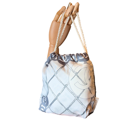 CC Camellia Gris Vintage Scarf Drawstring Crossbody Bag