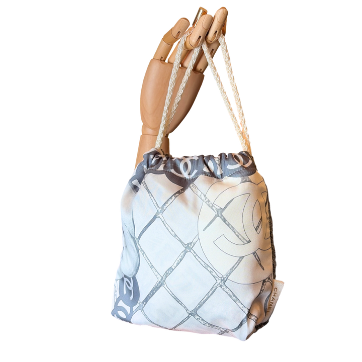 CC Camellia Gris Vintage Scarf Drawstring Crossbody Bag