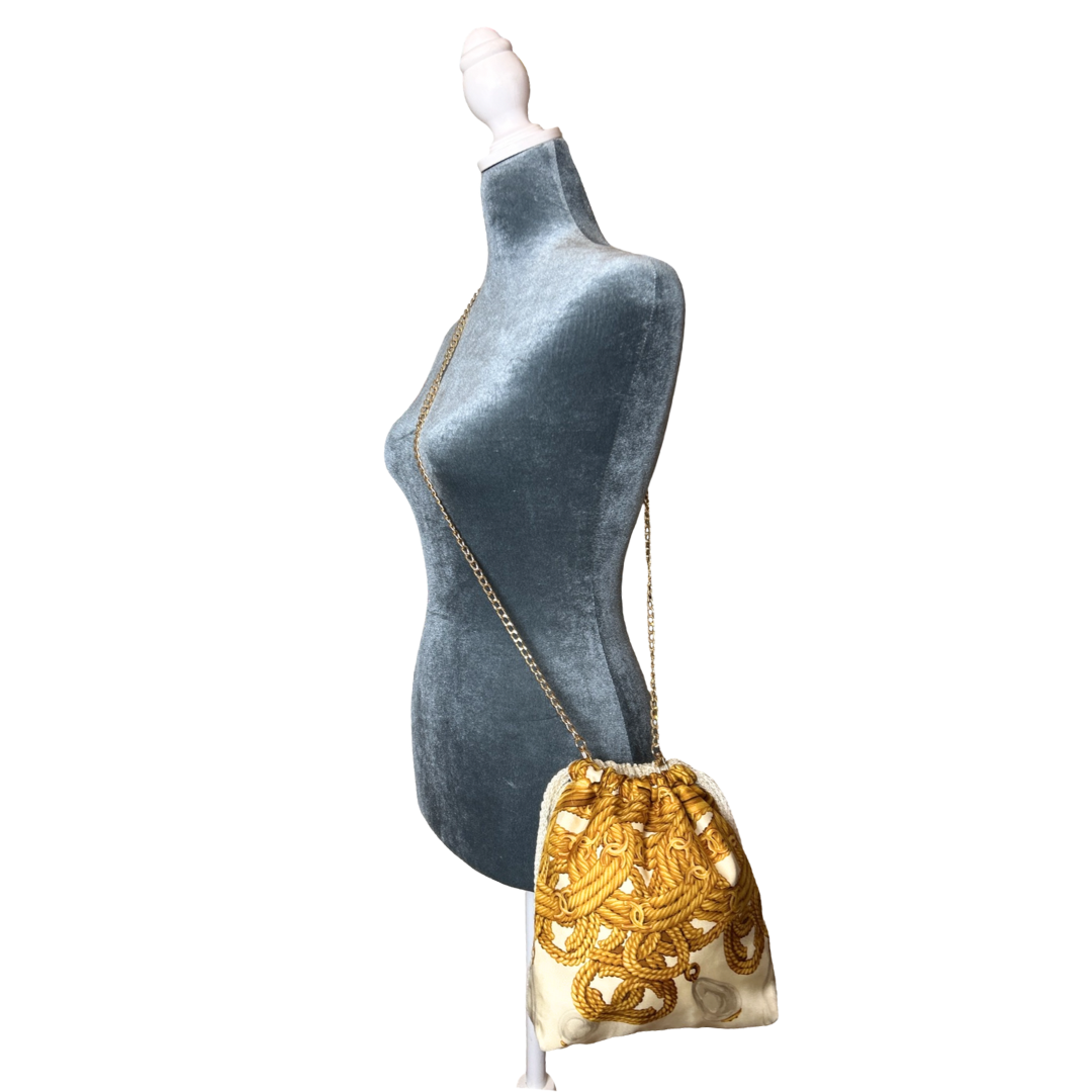 Chanel CC Logo Ivory Scarf | Chanel Crossbody Bag at Vintage Luxe Up