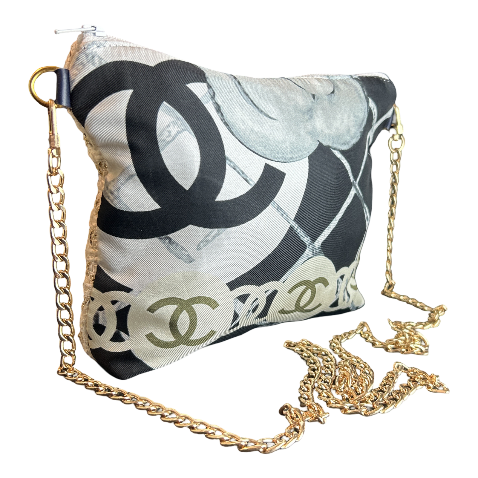 Chanel CC Logo Camellia  Noir Vintage Scarf Crossbody Bag