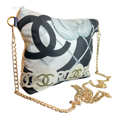 Chanel CC Logo Camellia  Noir Vintage Scarf Crossbody Bag