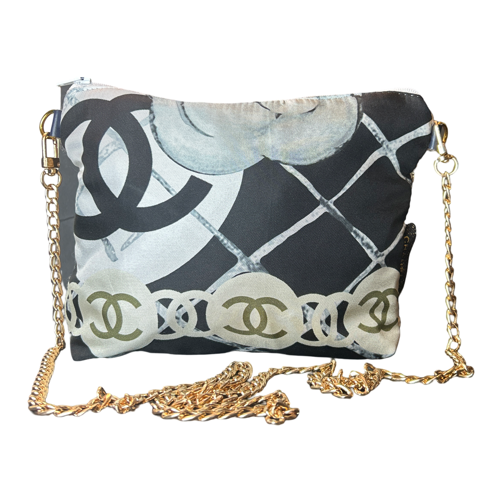 Chanel CC Logo Camellia  Noir Vintage Scarf Crossbody Bag