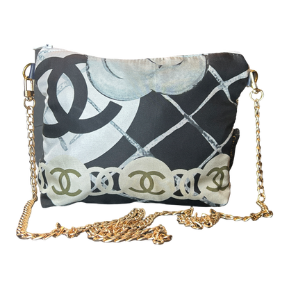 Chanel CC Logo Camellia  Noir Vintage Scarf Crossbody Bag