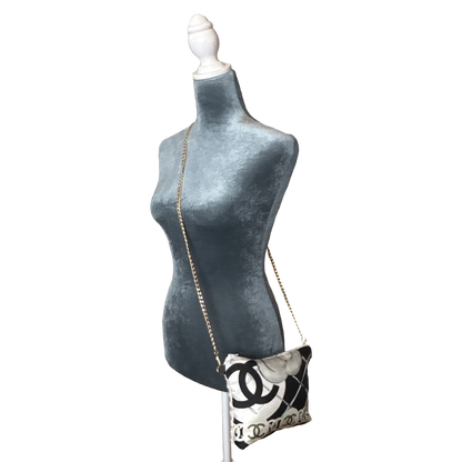 Chanel CC Logo Camellia  Noir Vintage Scarf Crossbody Bag