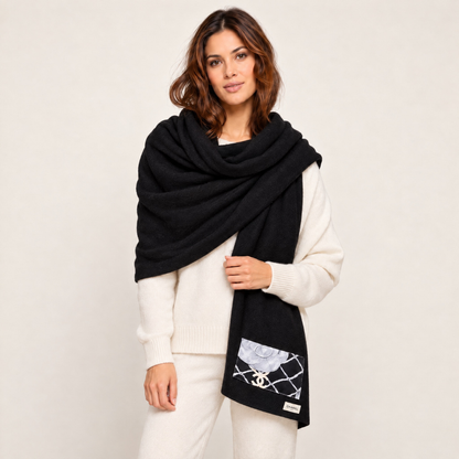 Chanel CC Camellia Silk Scarf & Cashmere Shawl at Vintage Luxe Up