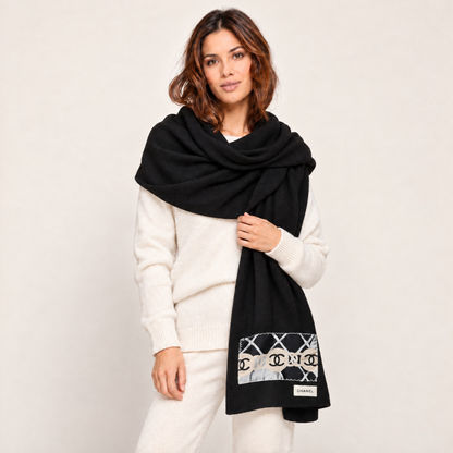 Chanel CC Camellia Silk Scarf & Cashmere Shawl at Vintage Luxe Up