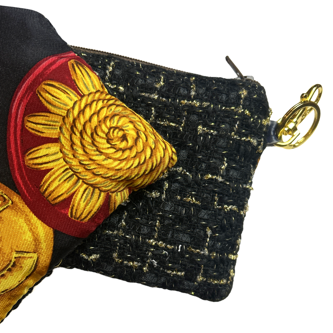 CC Logo Charms Noir Vintage Silk Scarf Coffee Run Keychain Bag