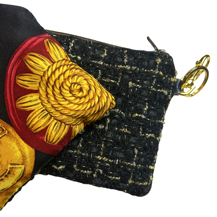 CC Logo Charms Noir Vintage Silk Scarf Coffee Run Keychain Bag