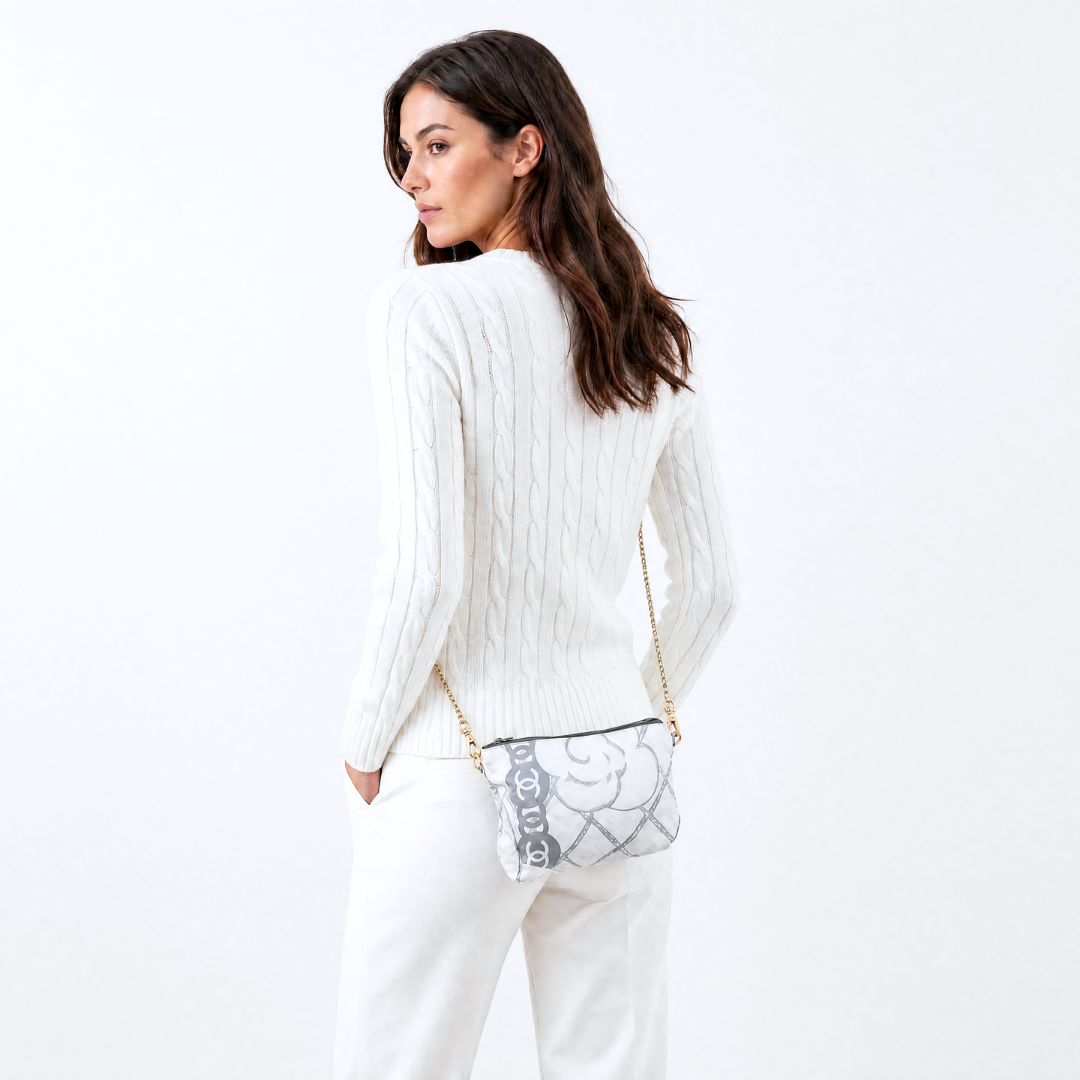 CC Camellia Gris Vintage Scarf Crossbody Bag