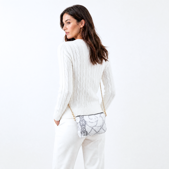 CC Camellia Gris Vintage Scarf Crossbody Bag