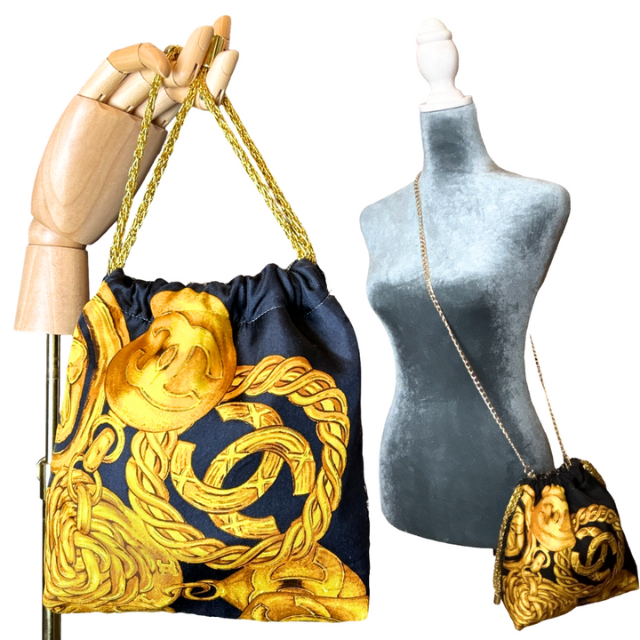 Chanel CC Logo  Charms Scarf | Chanel Crossbody Bag at Vintage Luxe Up