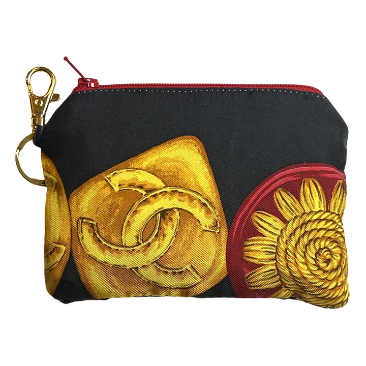 CC Logo Charms Noir Vintage Silk Scarf Coffee Run Keychain Bag