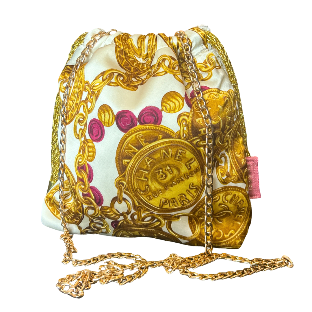 Chanel CC Logo  Coins Scarf | Chanel Crossbody Bag at Vintage Luxe Up