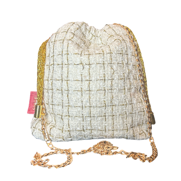 CC Logo Coins Vintage Scarf Drawstring Crossbody Bag