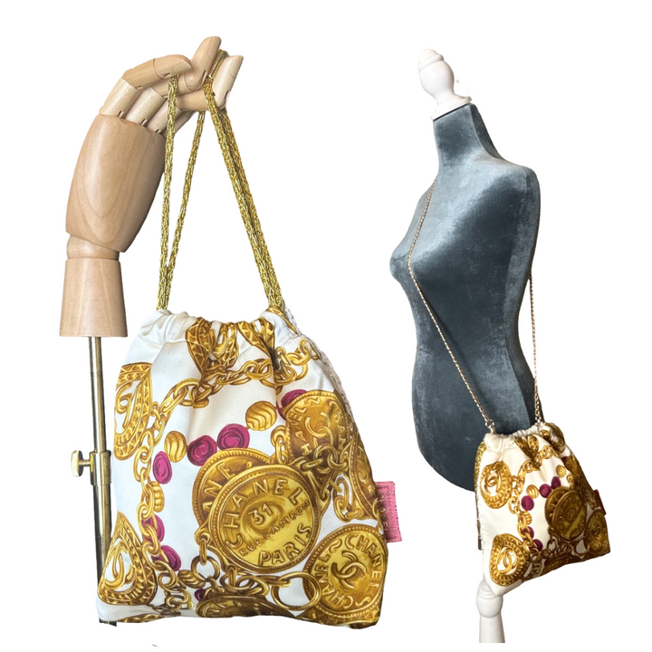 Chanel CC Logo  Coins Scarf | Chanel Crossbody Bag at Vintage Luxe Up