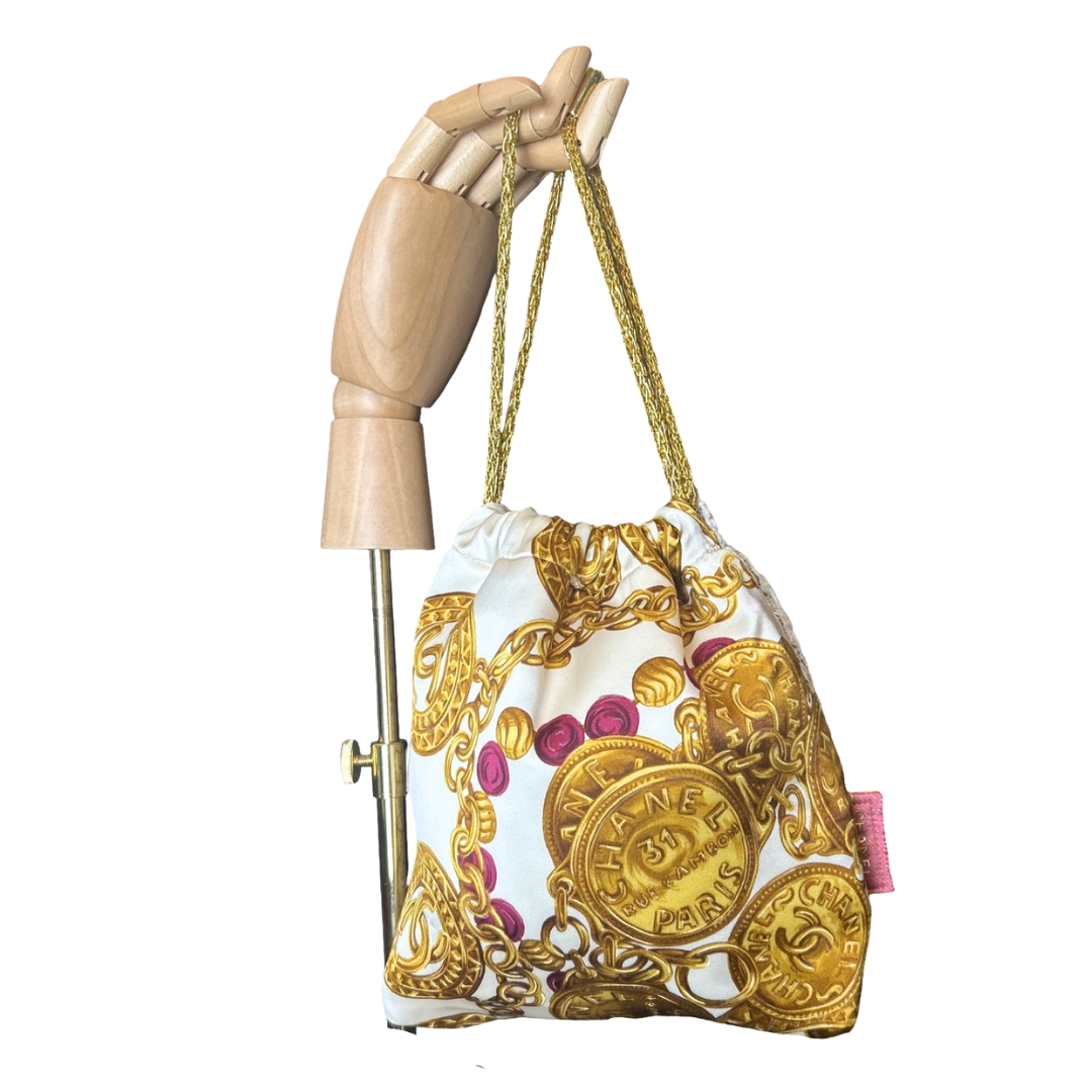 Chanel CC Logo  Coins Scarf | Chanel Crossbody Bag at Vintage Luxe Up