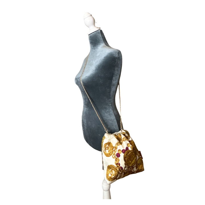 Chanel CC Logo  Coins Scarf | Chanel Crossbody Bag at Vintage Luxe Up