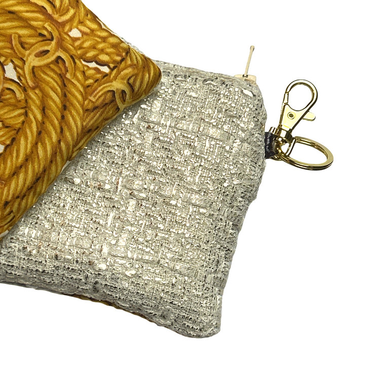 CC Logo Ivory Vintage Silk Scarf Coffee Run Keychain Bag