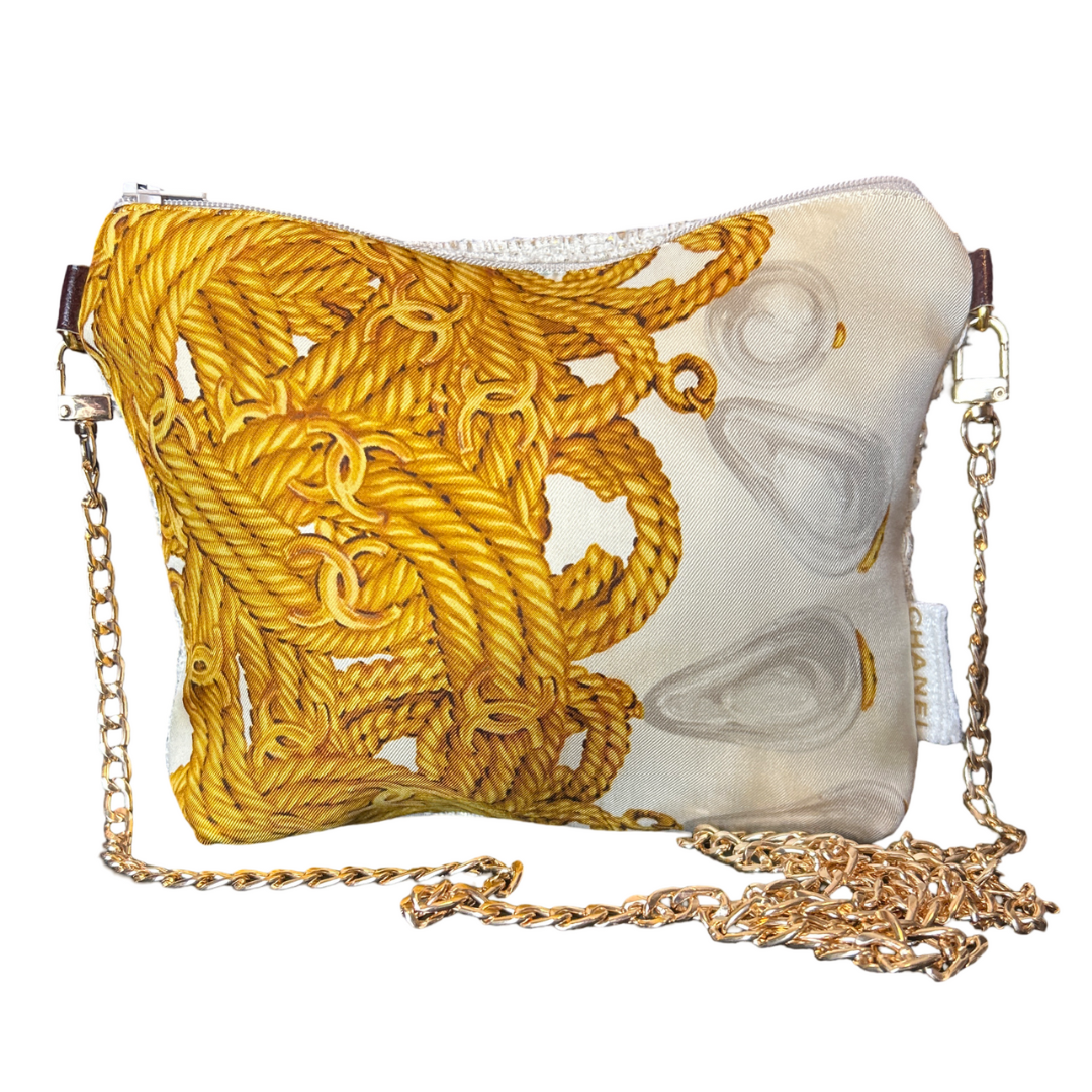 CC Logo Ivory Vintage Scarf Crossbody Bag