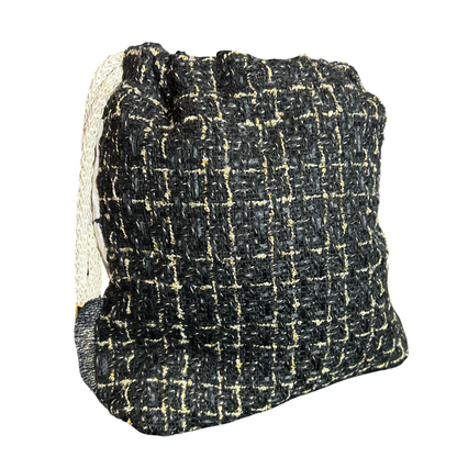 CC Camellia Noir Vintage Scarf Drawstring Crossbody Bag
