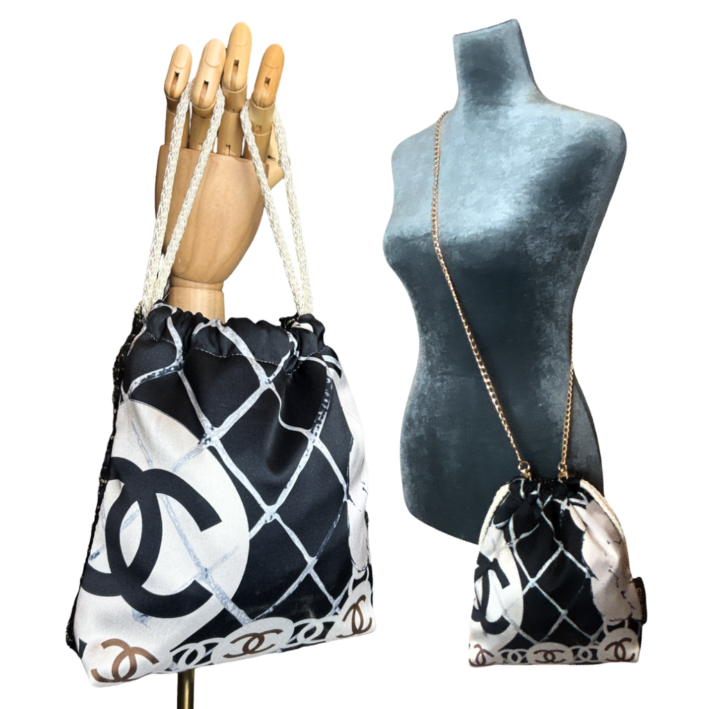 Chanel CC Logo Camellia Noir Scarf | Chanel Crossbody Bag at