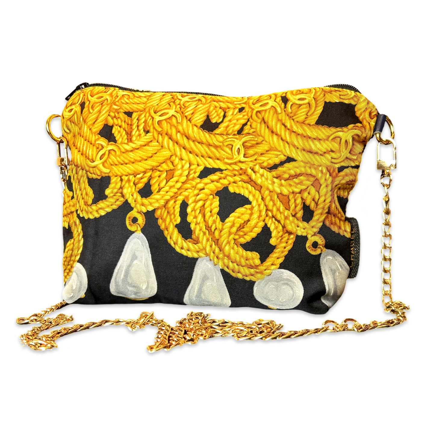 CC Chain Noir Vintage Scarf Crossbody Bag