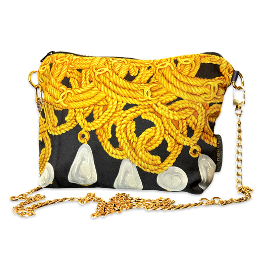 CC Chain Noir Vintage Scarf Crossbody Bag