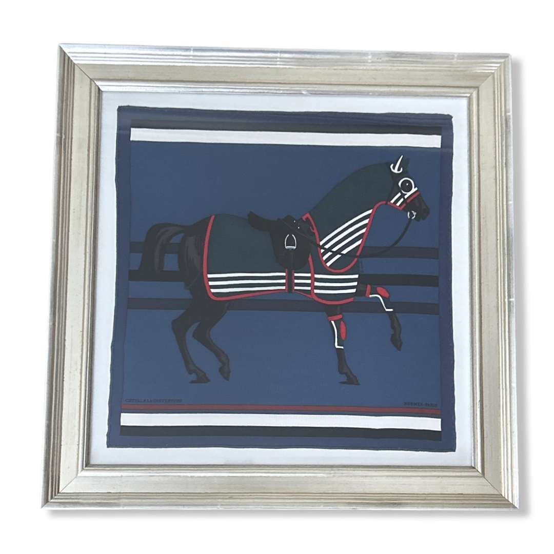 Framed Hermes Scarf Cheval a la Couvertures
