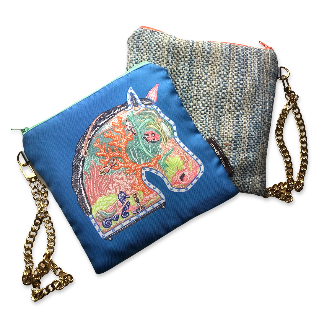 Chevaloscope Vintage Silk Scarf Grand Wristlet Bag