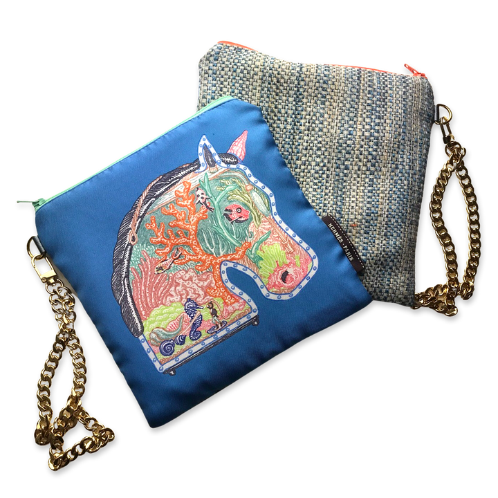 Chevaloscope Vintage Silk Scarf Grand Wristlet Bag