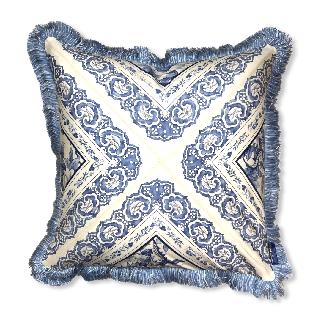 Chinoiserie Dragon Vintage Silk Scarf Pillows 26"