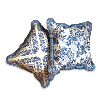 Vintage Ralph Lauren Pillow Chinoiserie Dragon Vintage Silk Scarf Pillows 26" at Vintage Luxe Up