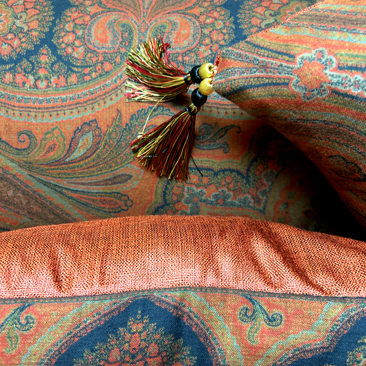 Cinnabar Paisley Vintage Cashmere Scarf Pillows