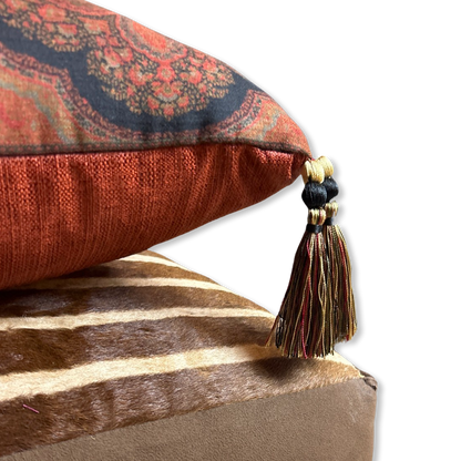 Cinnabar Paisley Vintage Cashmere Scarf Pillows