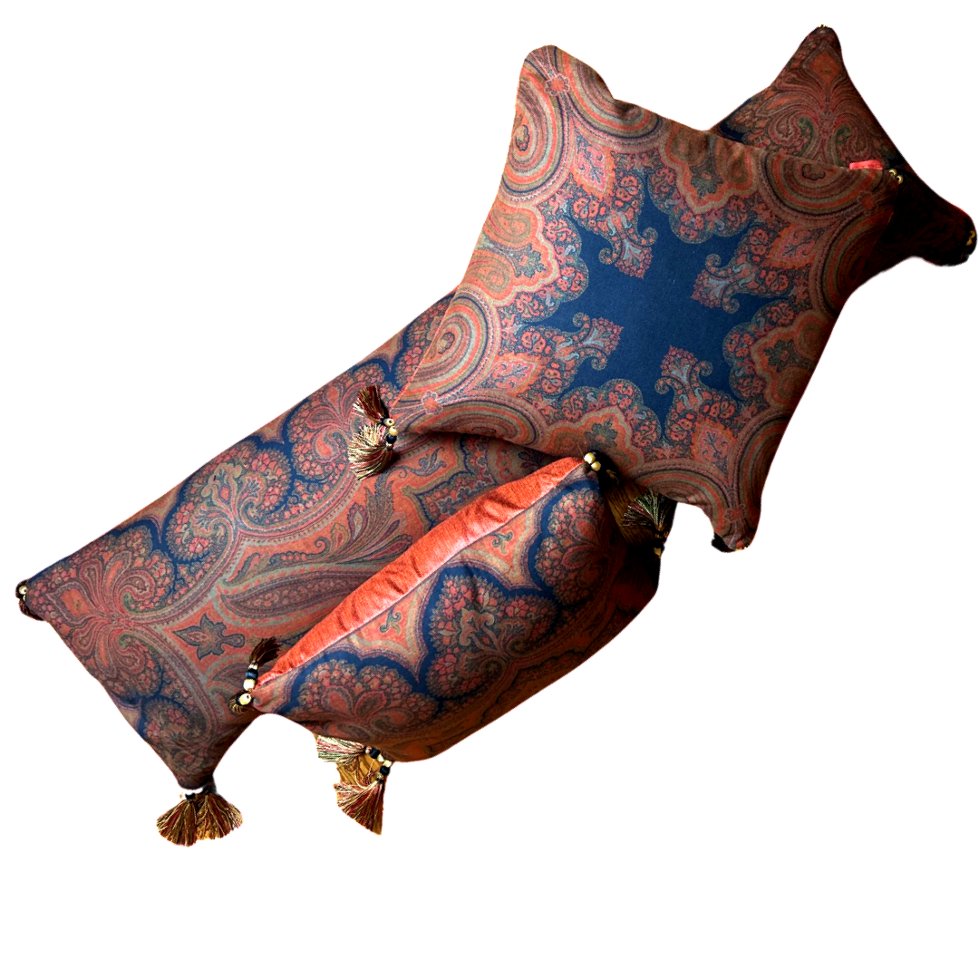 Vintage Etro Pillow Cinnabar Paisley Vintage Cashmere Scarf Pillows at Vintage Luxe Up