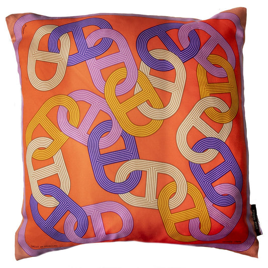 Vintage Hermes Pillow Circuit 24 Faubourg Vintage Silk Scarf Pillow 17" at Vintage Luxe Up